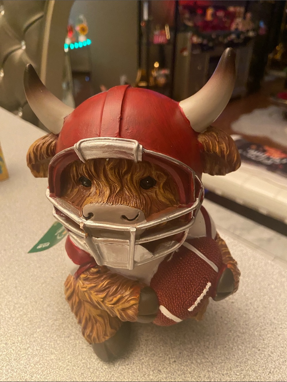 Red Highland Cow Football Figurine - Home Accents
